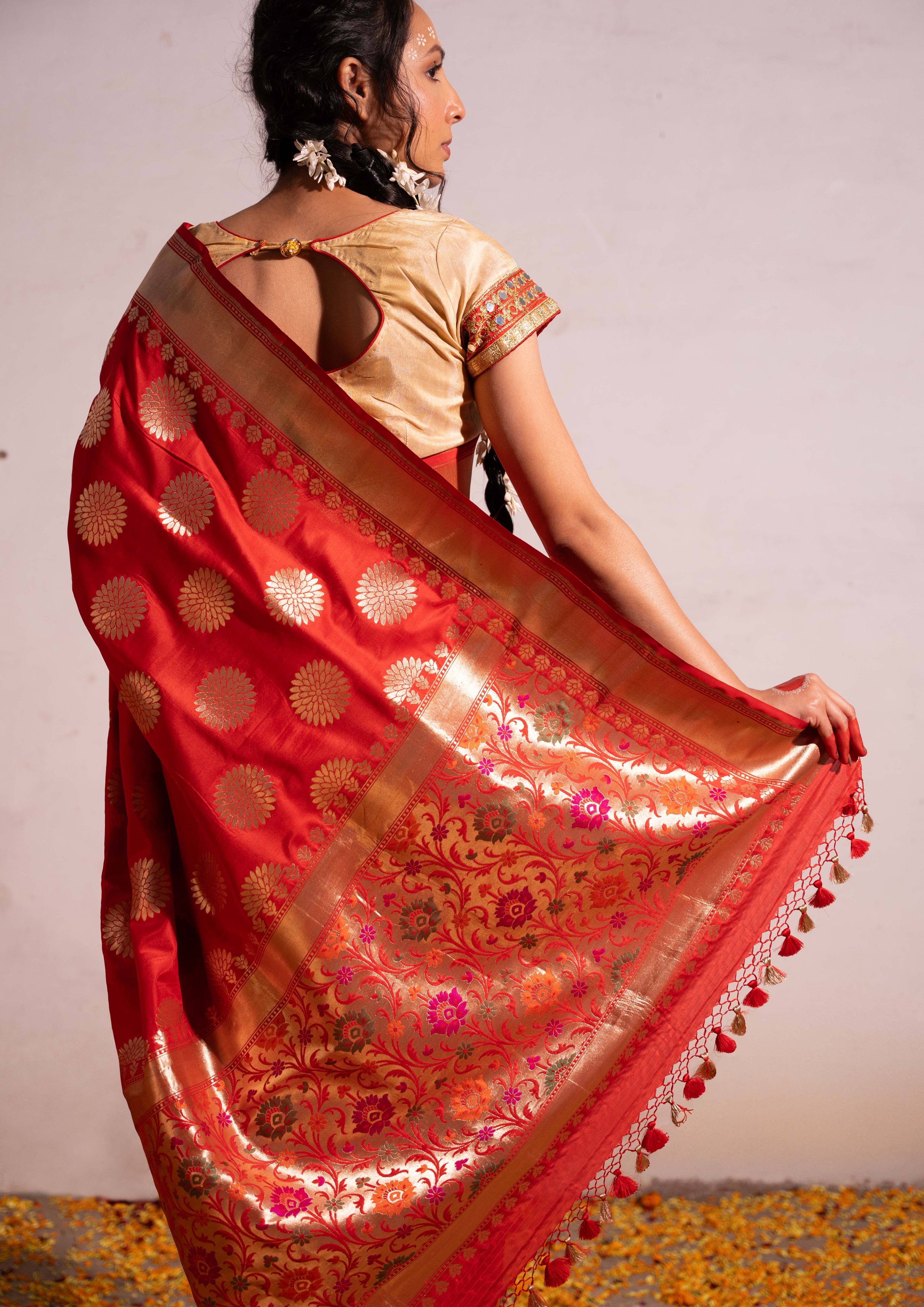 ‘Sakhi’ Red Kadhua Pure Katan Silk Banarasi Handloom Saree