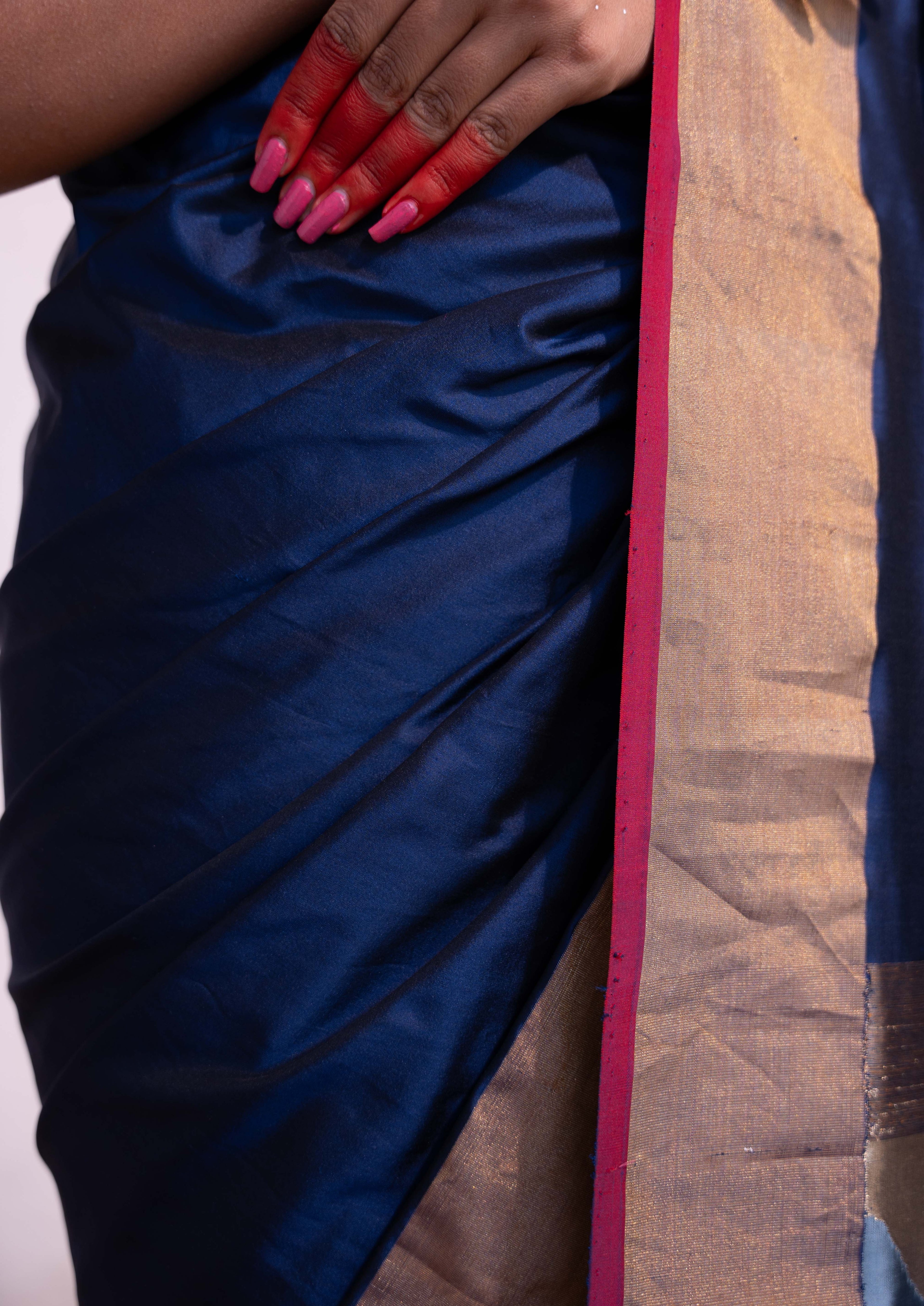 ‘Vaidehi’ Navy Blue Kadhua Pure Katan Silk Banarasi Handloom Saree