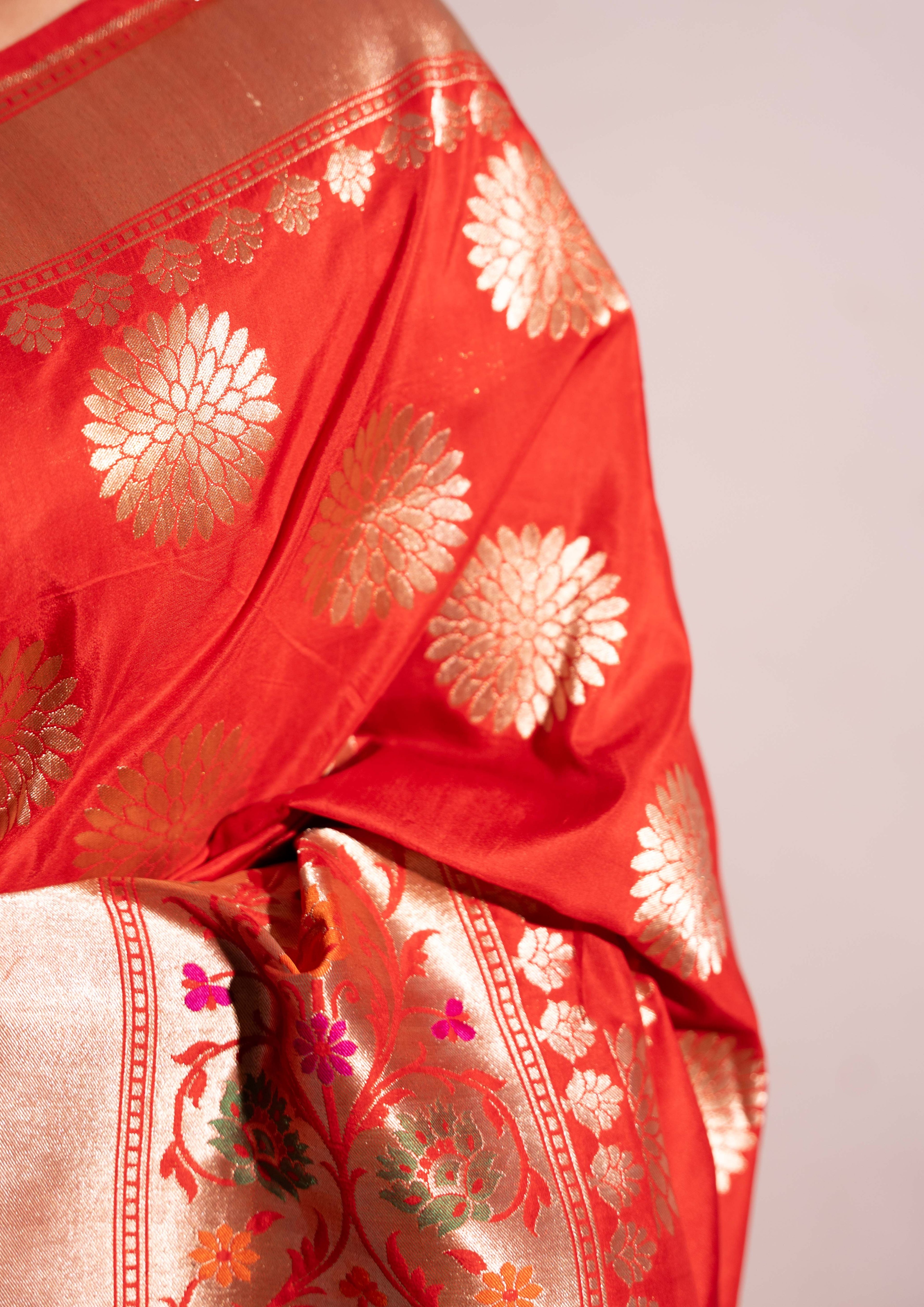 ‘Sakhi’ Red Kadhua Pure Katan Silk Banarasi Handloom Saree