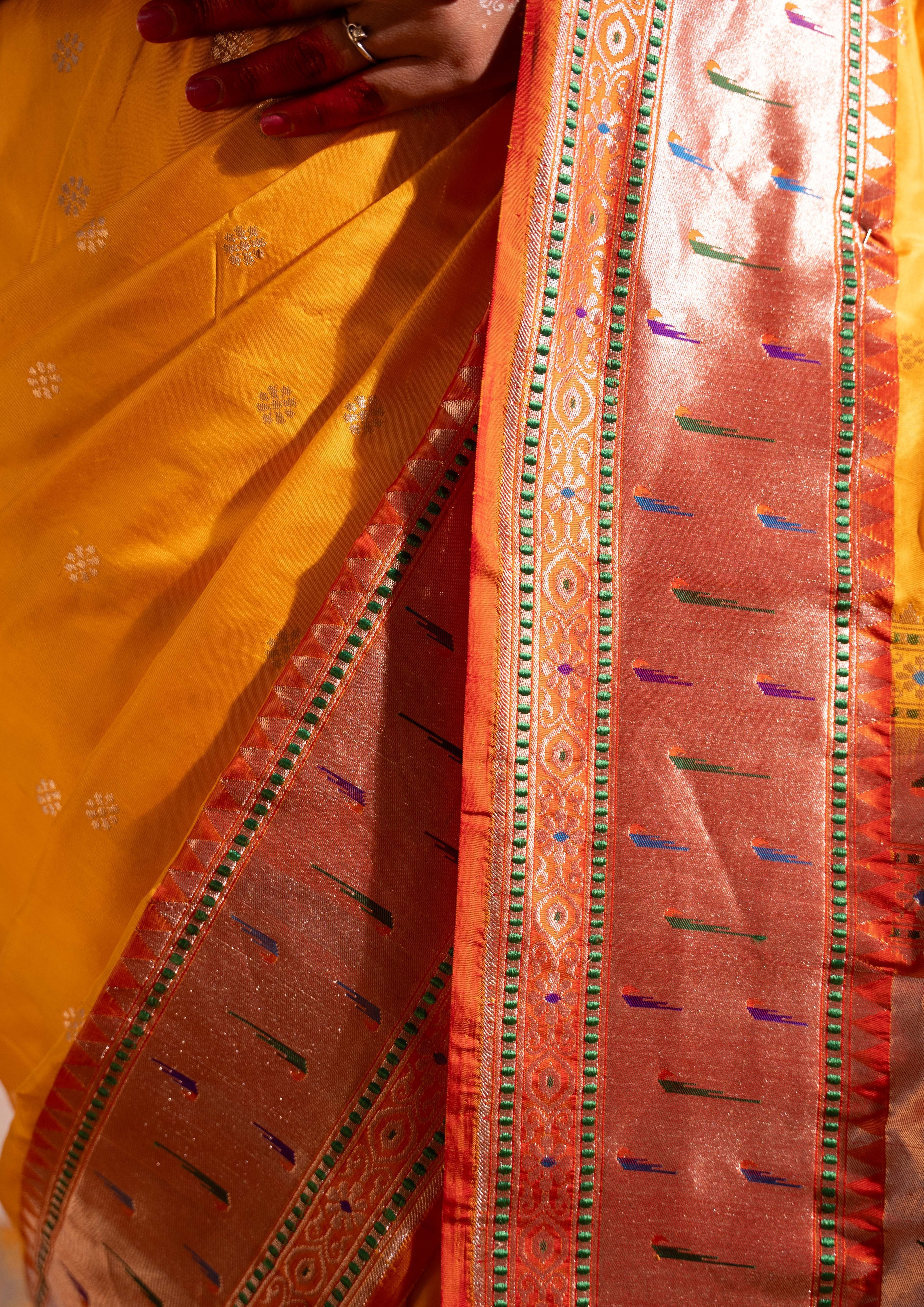 ‘Rasika’ Yellow Kadhua Pure Katan Silk Banarasi Handloom Saree