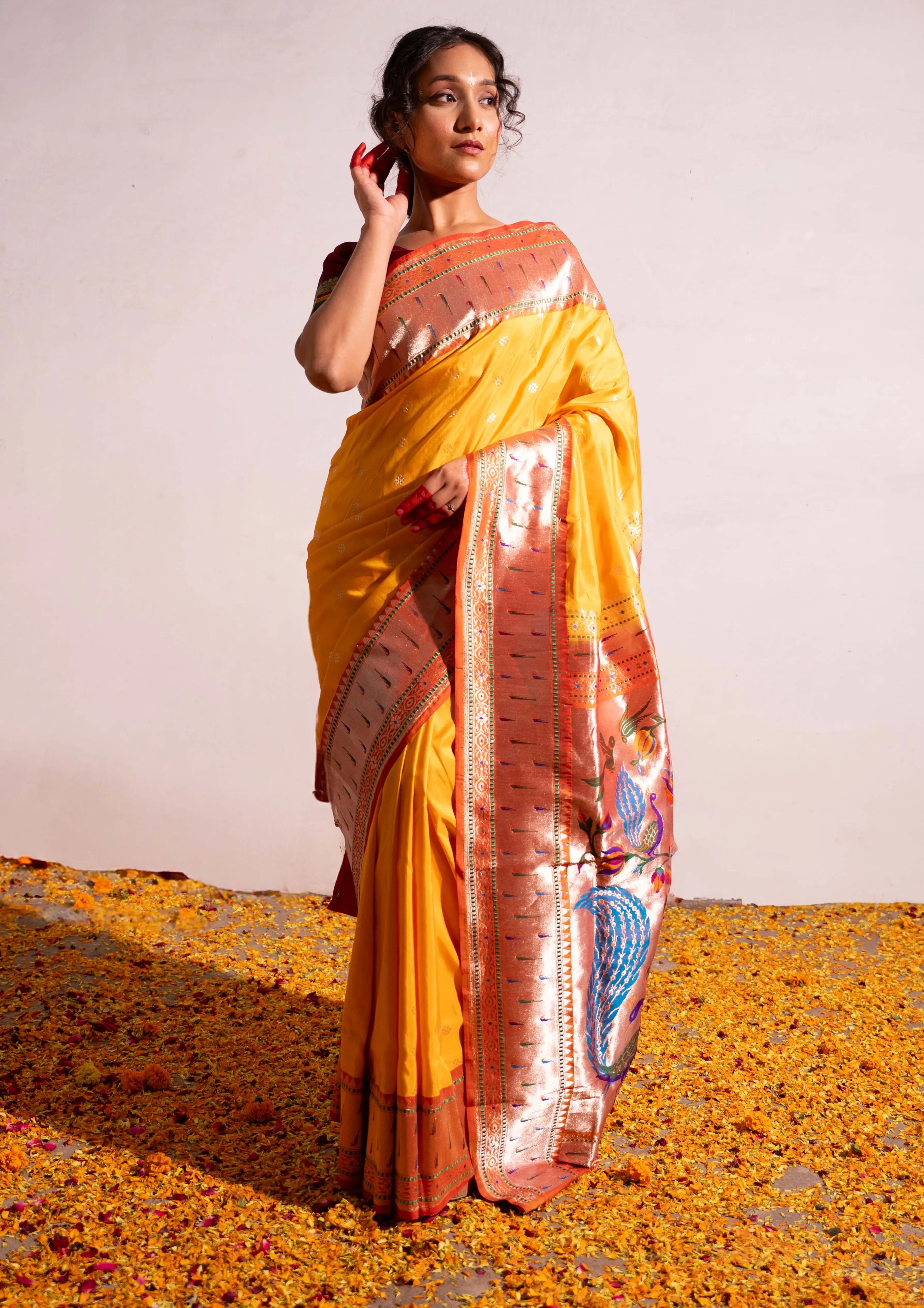 ‘Rasika’ Yellow Kadhua Pure Katan Silk Banarasi Handloom Saree House Of Banaras