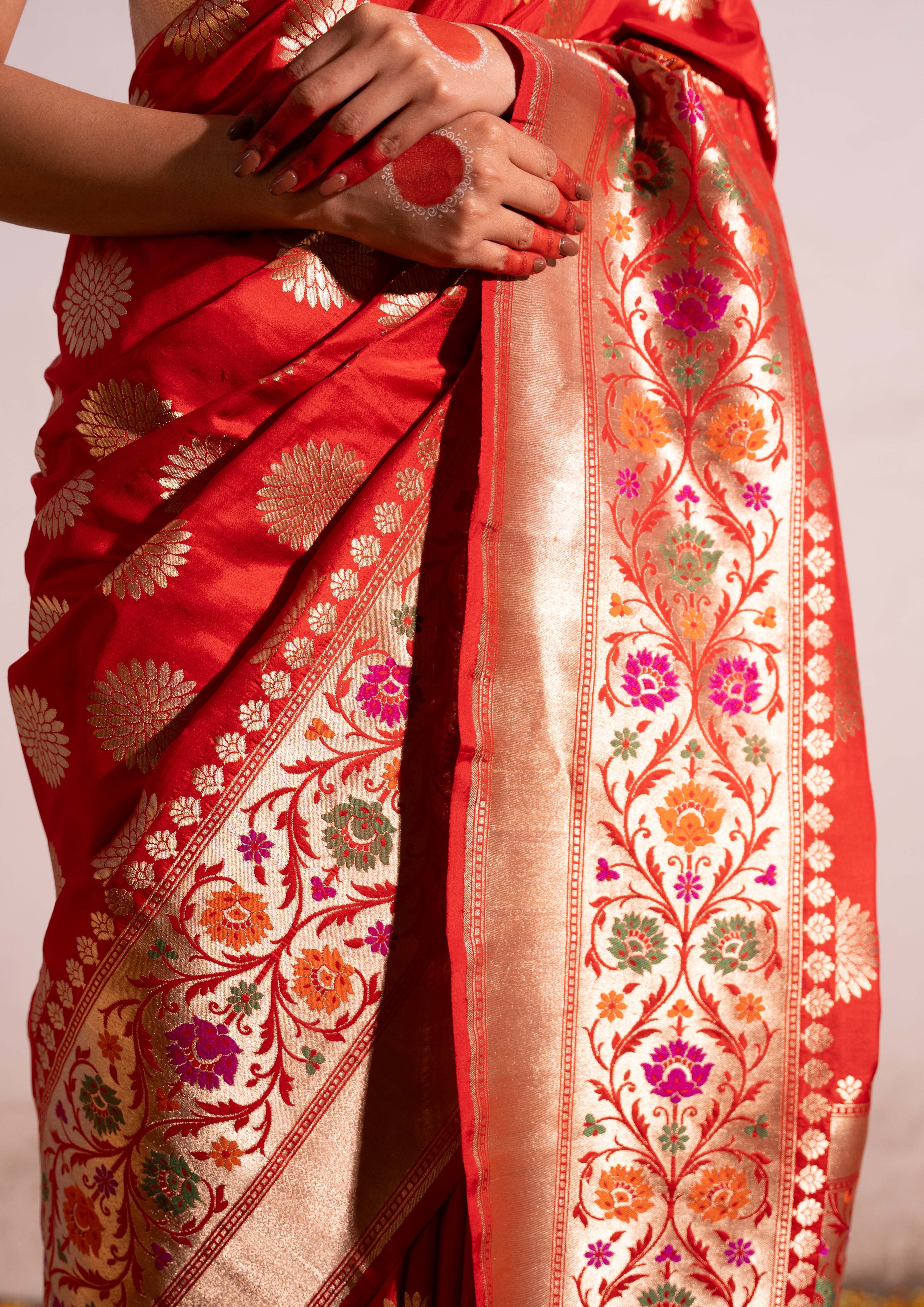 ‘Sakhi’ Red Kadhua Pure Katan Silk Banarasi Handloom Saree