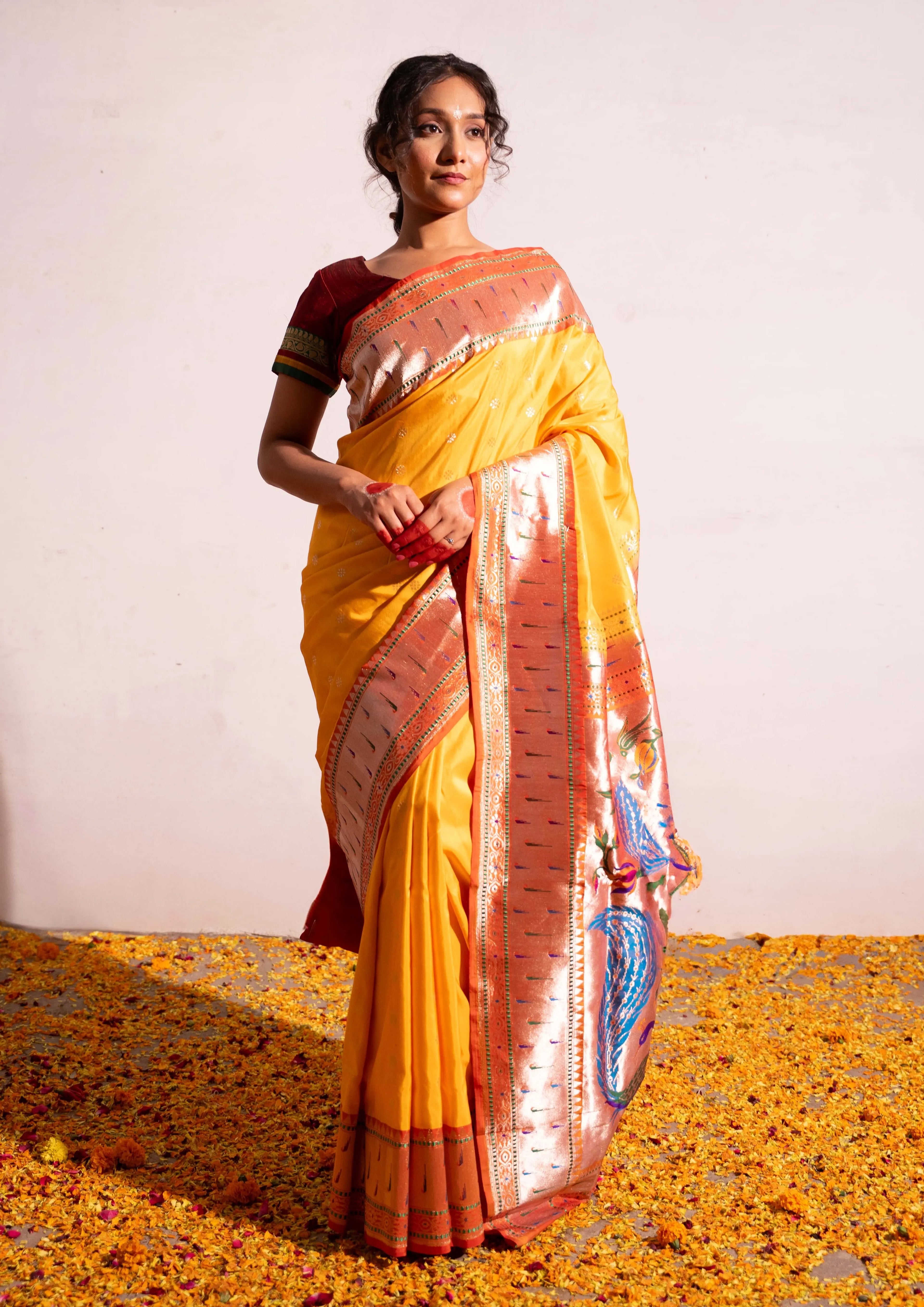 ‘Rasika’ Yellow Kadhua Pure Katan Silk Banarasi Handloom Saree House Of Banaras