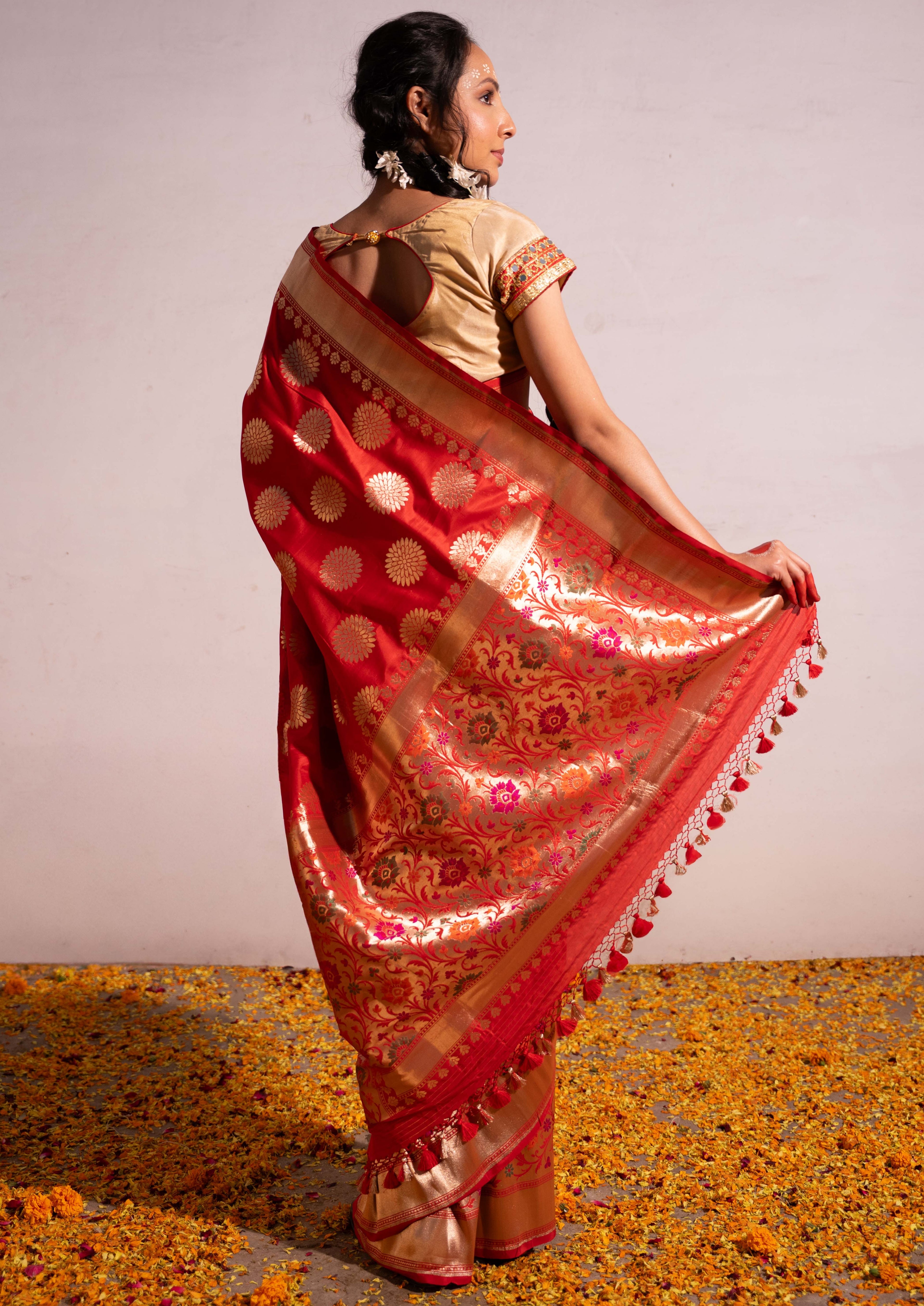 ‘Sakhi’ Red Kadhua Pure Katan Silk Banarasi Handloom Saree