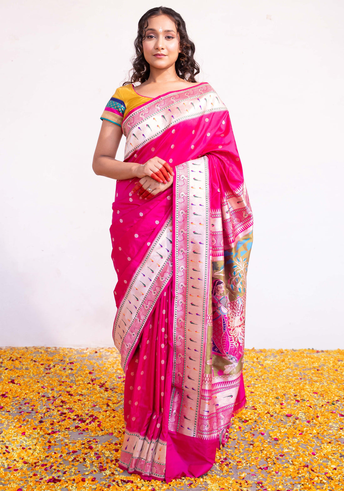 ‘Rukmini’ Pink Kadhua Pure Katan  Silk Banarasi Handloom Saree
