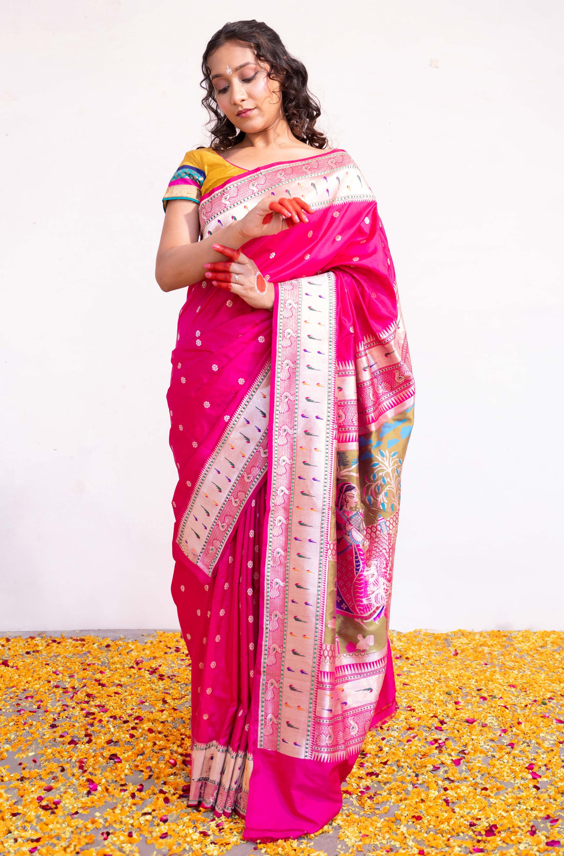 ‘Rukmini’ Pink Kadhua Pure Katan  Silk Banarasi Handloom Saree