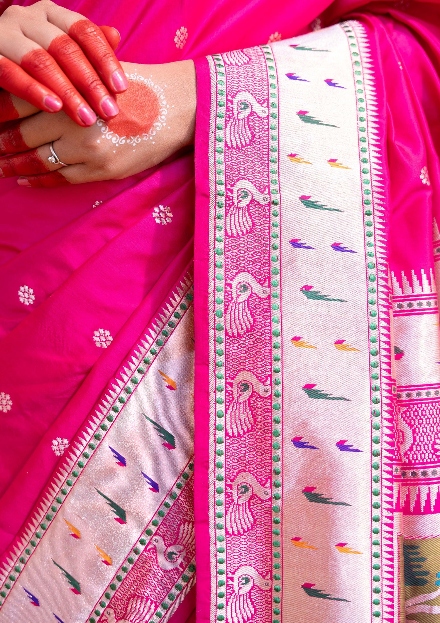 ‘Rukmini’ Pink Kadhua Pure Katan  Silk Banarasi Handloom Saree