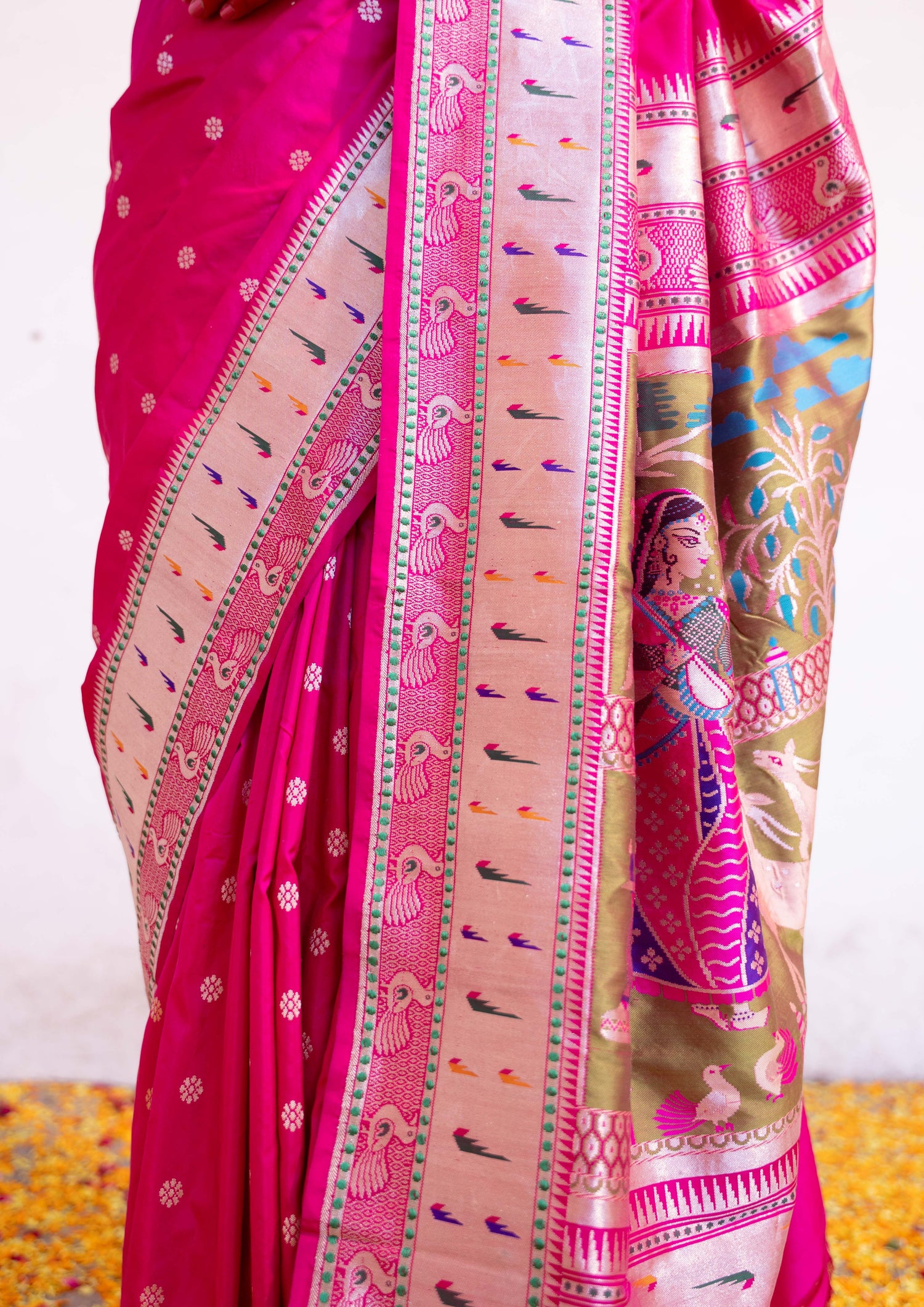 ‘Rukmini’ Pink Kadhua Pure Katan  Silk Banarasi Handloom Saree