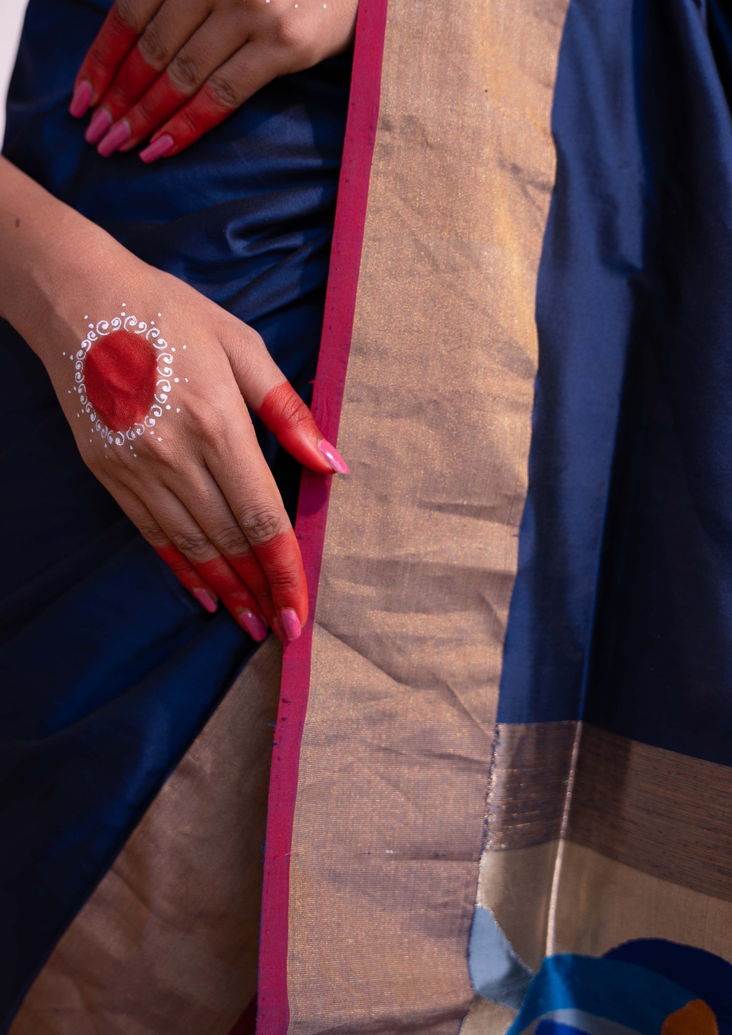 ‘Vaidehi’ Navy Blue Kadhua Pure Katan  Silk Banarasi Handloom Saree