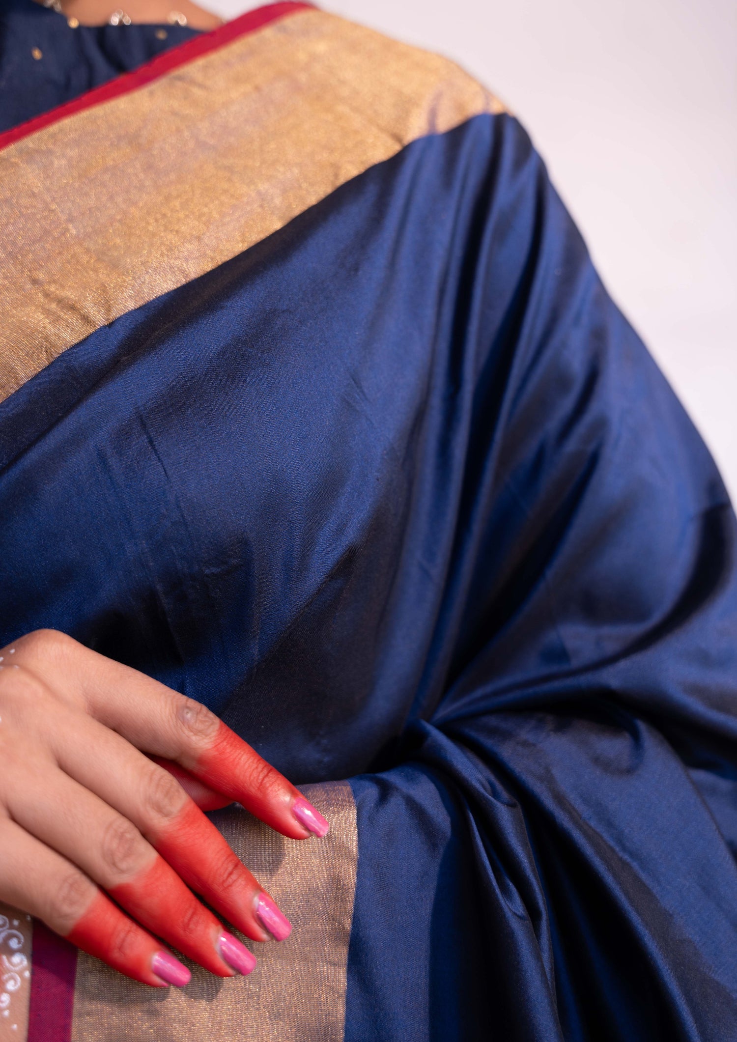 ‘Vaidehi’ Navy Blue Kadhua Pure Katan  Silk Banarasi Handloom Saree