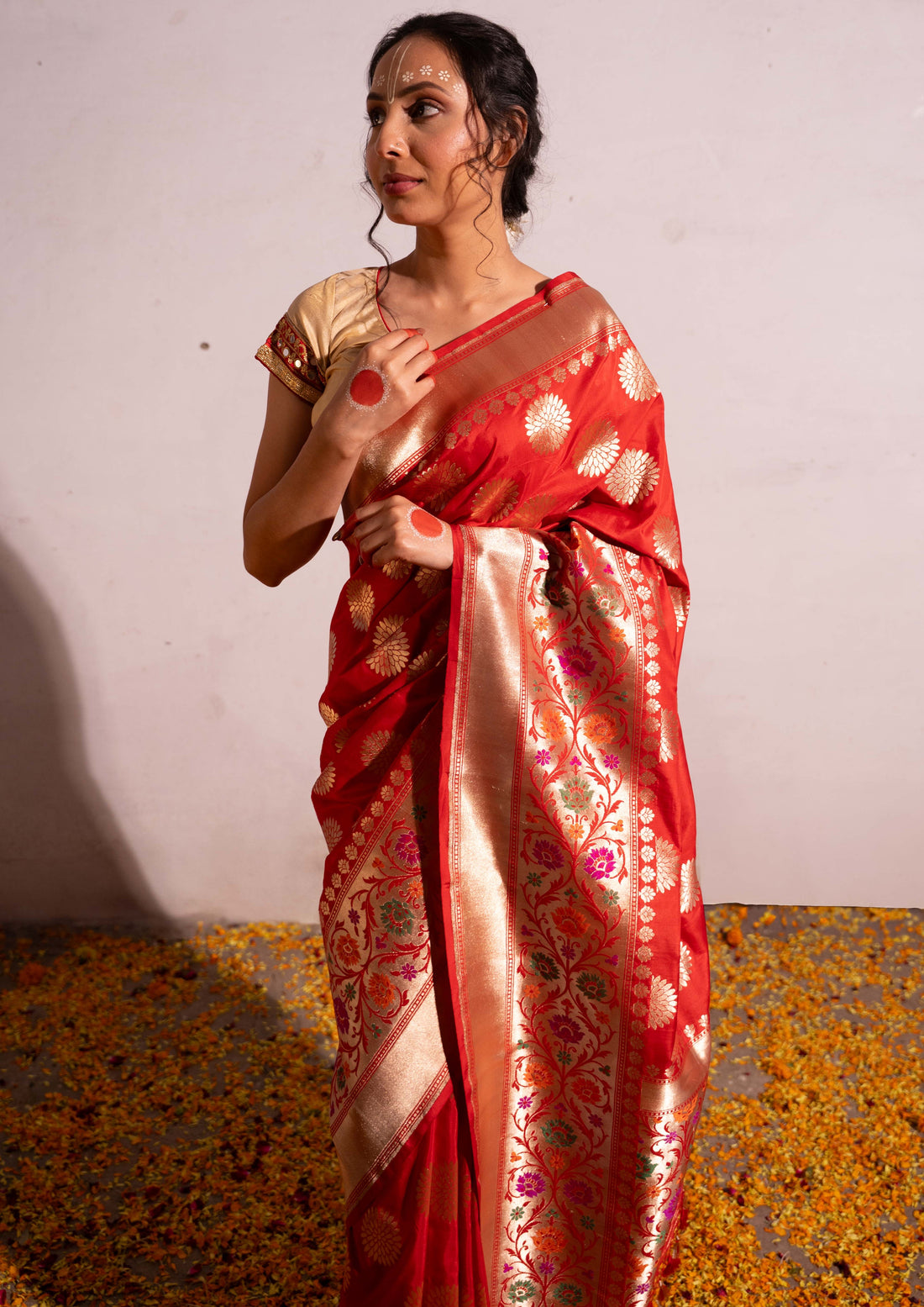 ‘Sakhi’ Red Kadhua Pure Katan  Silk Banarasi Handloom Saree