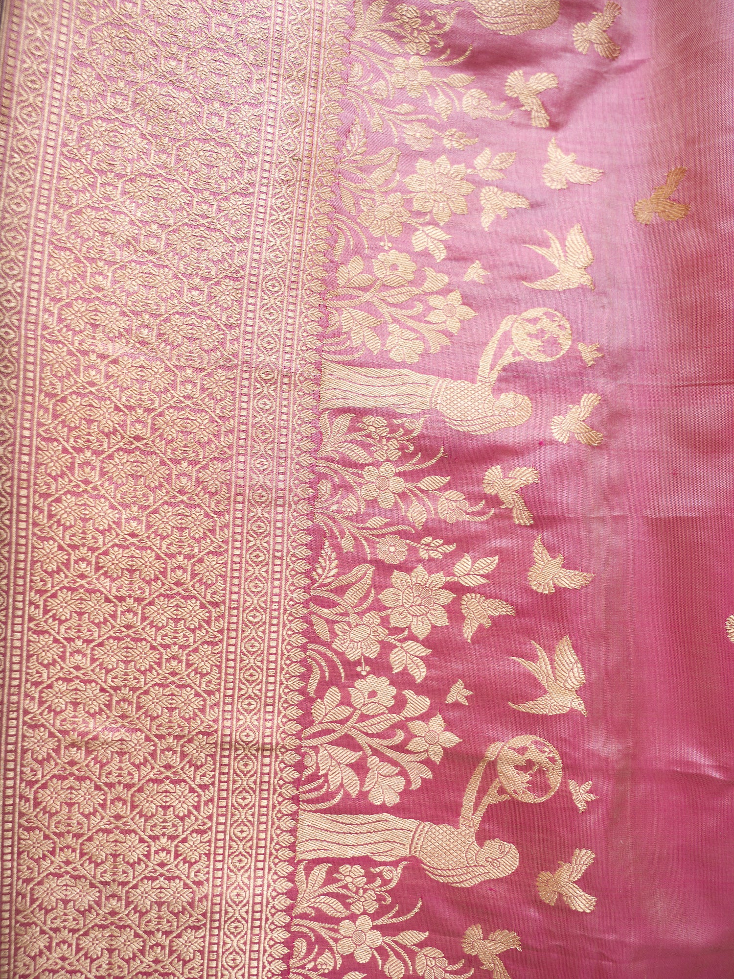 ‘Veera’ Pink Kadhua Pure Katan  Silk Banarasi Handloom Saree