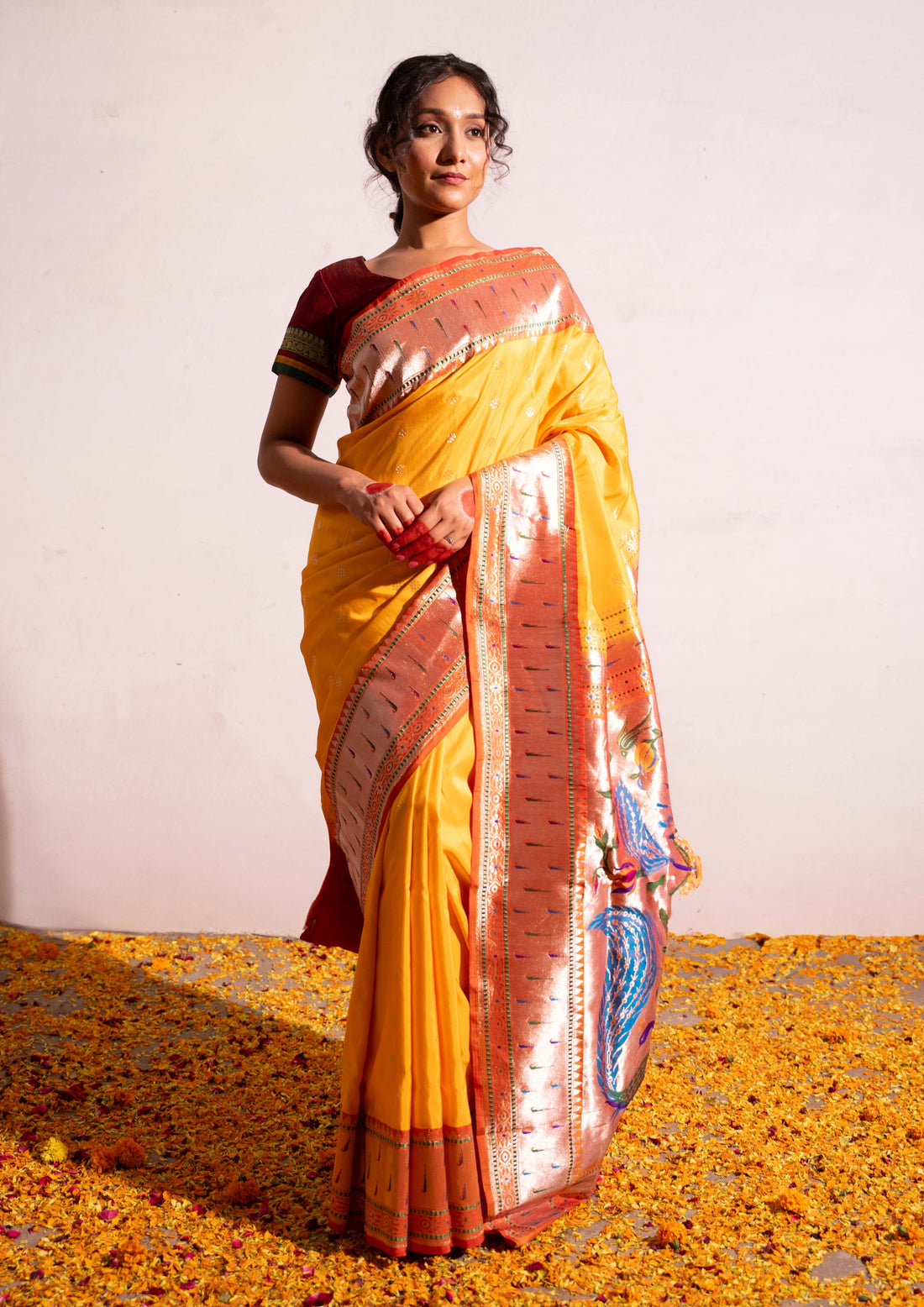 ‘Rasika’ Yellow Kadhua Pure Katan  Silk Banarasi Handloom Saree