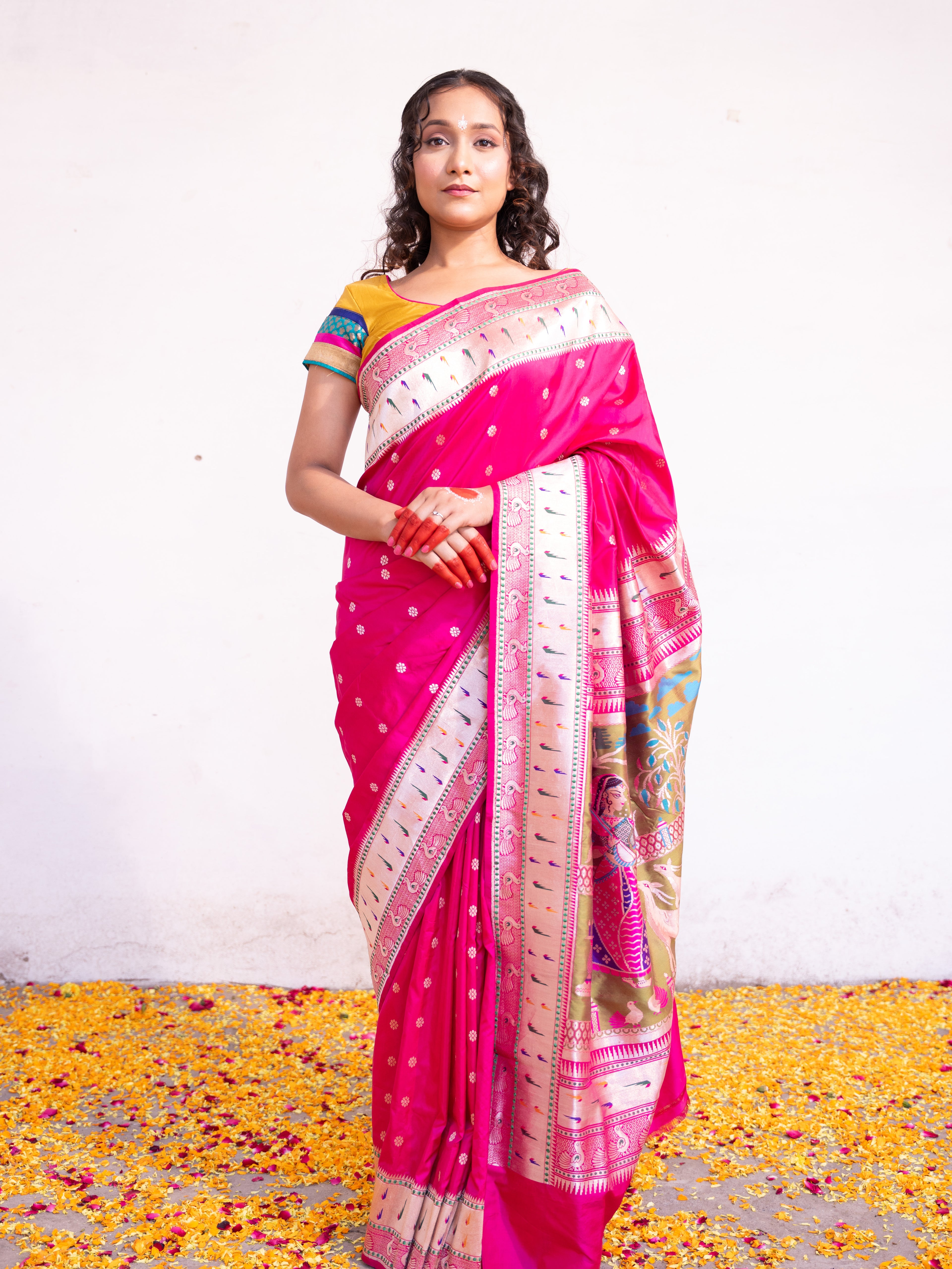 ‘Rukmini’ Pink Kadhua Pure Katan  Silk Banarasi Handloom Saree