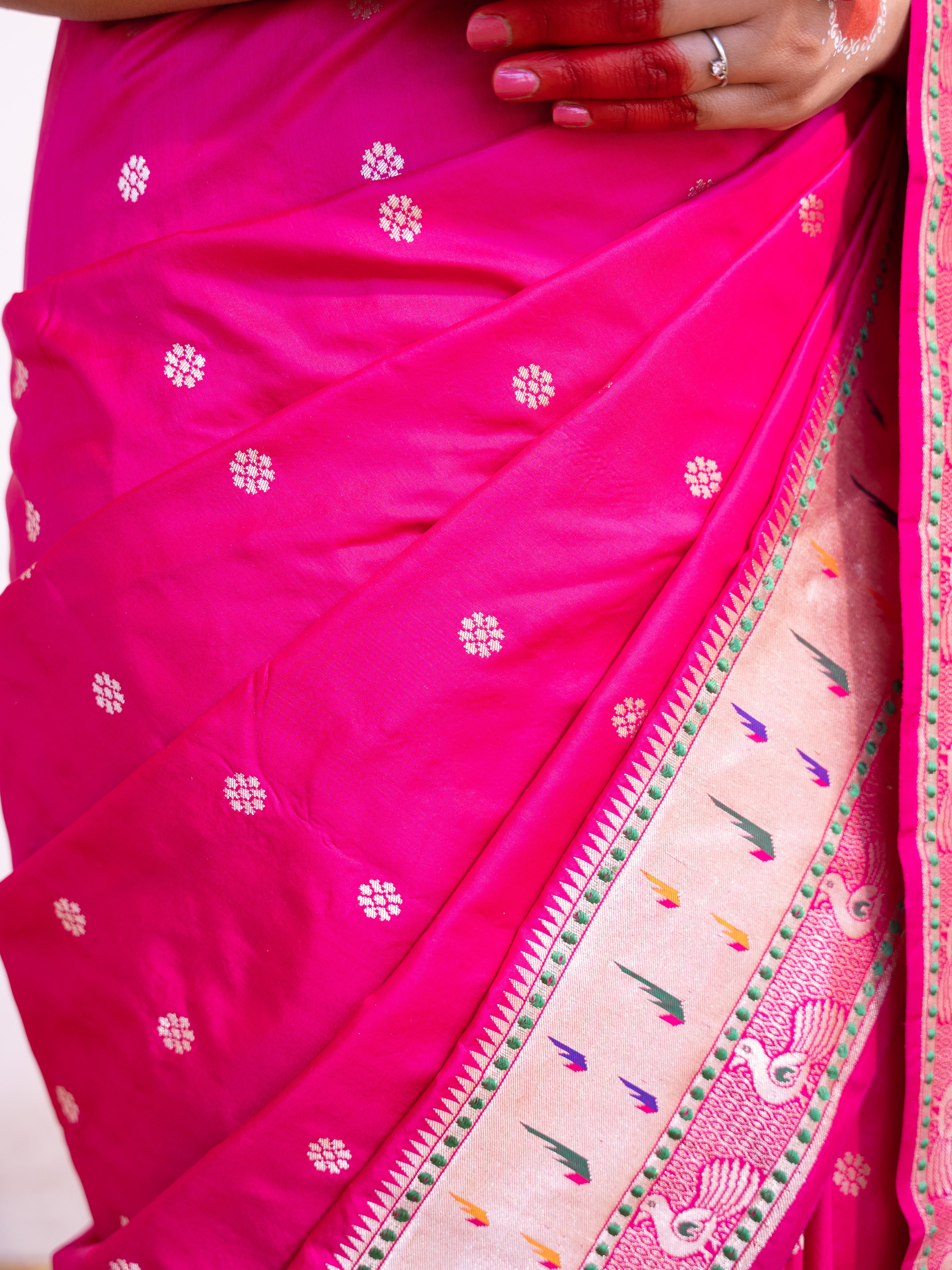 ‘Rukmini’ Pink Kadhua Pure Katan  Silk Banarasi Handloom Saree