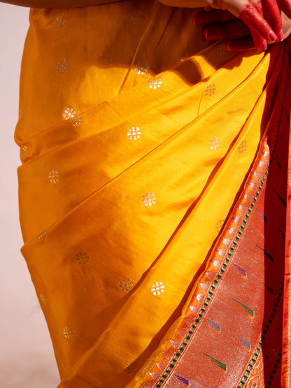 ‘Rasika’ Yellow Kadhua Pure Katan  Silk Banarasi Handloom Saree