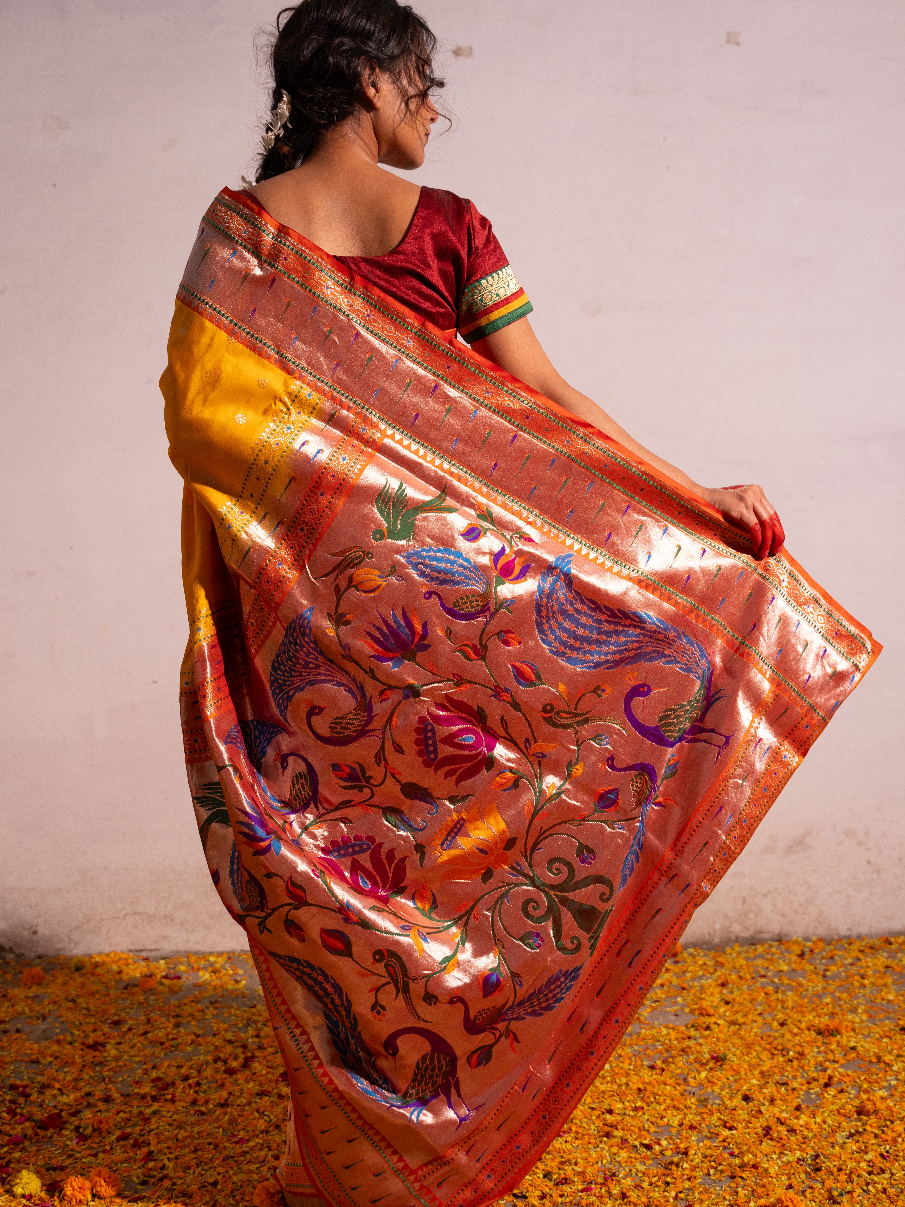 ‘Rasika’ Yellow Kadhua Pure Katan  Silk Banarasi Handloom Saree