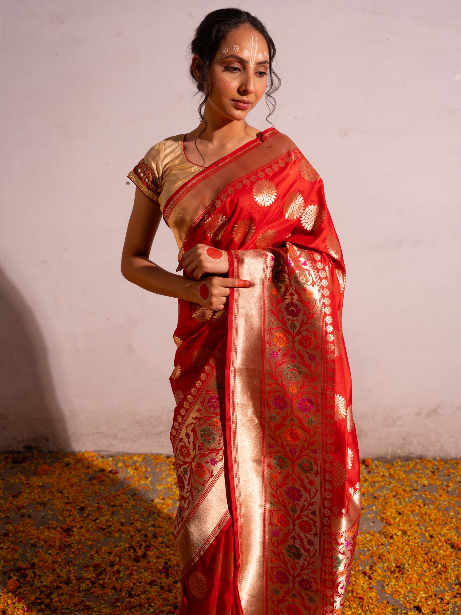 ‘Sakhi’ Red Kadhua Pure Katan  Silk Banarasi Handloom Saree