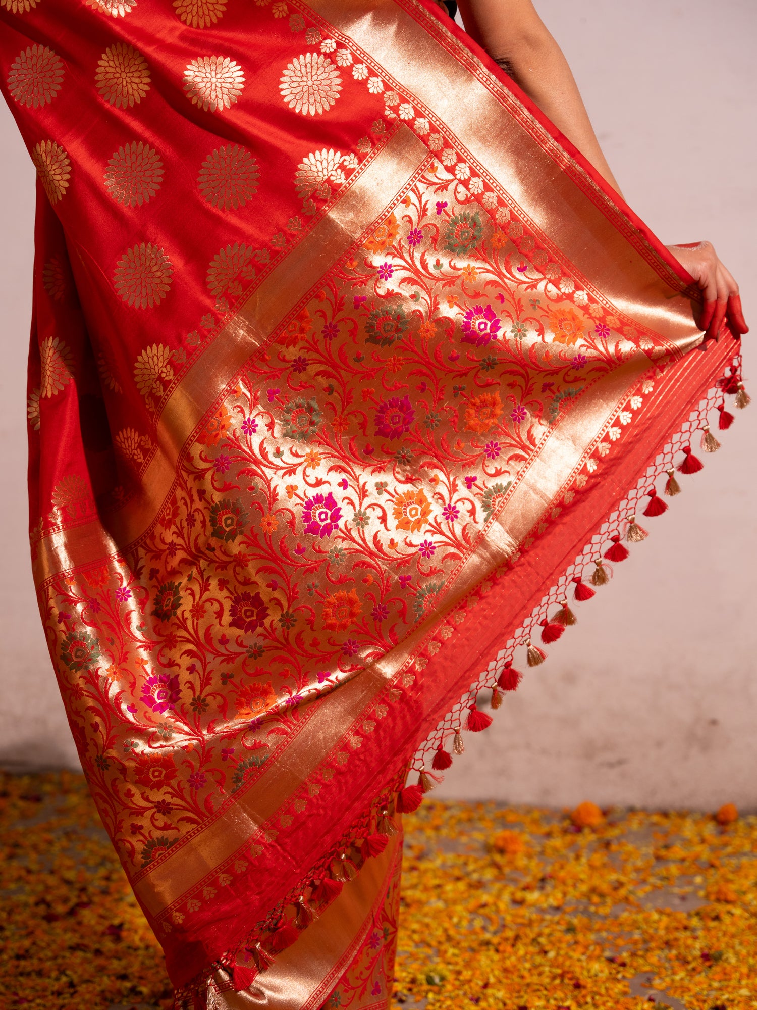 ‘Sakhi’ Red Kadhua Pure Katan  Silk Banarasi Handloom Saree