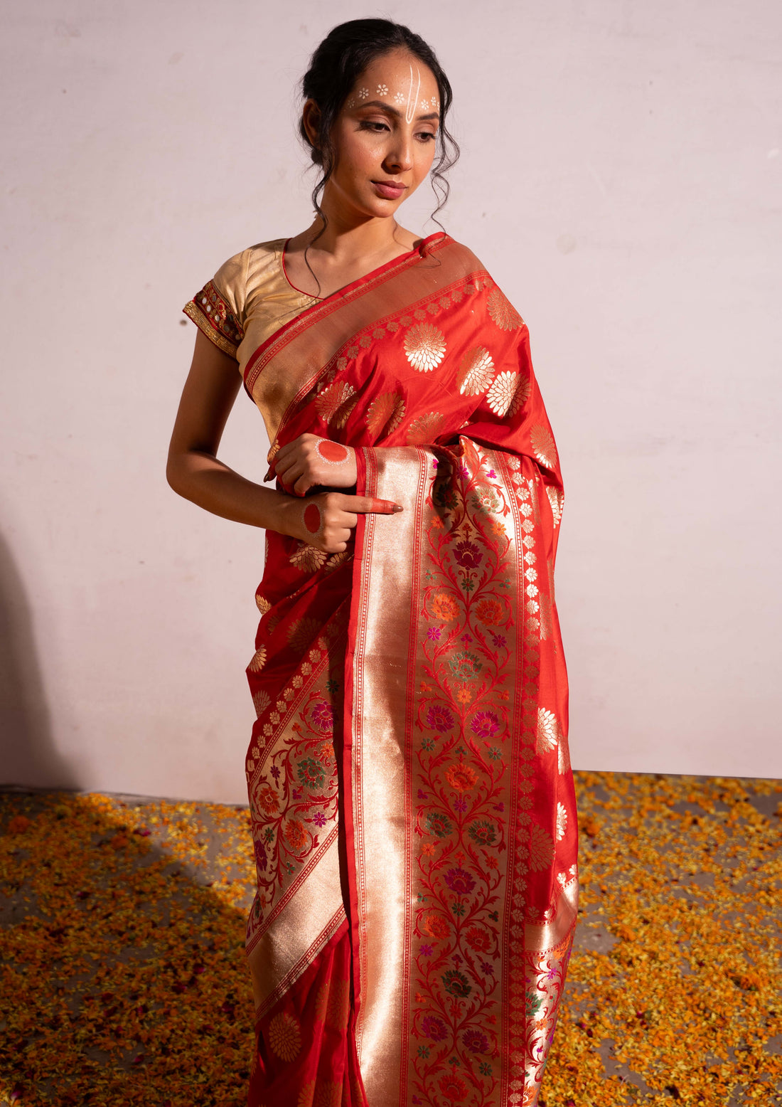 ‘Sakhi’ Red Kadhua Pure Katan  Silk Banarasi Handloom Saree