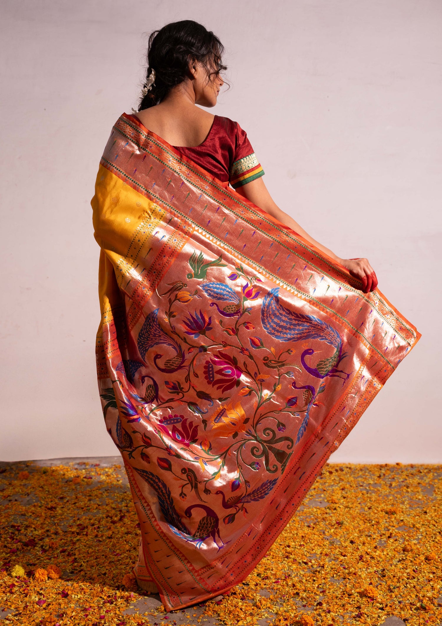 ‘Rasika’ Yellow Kadhua Pure Katan  Silk Banarasi Handloom Saree